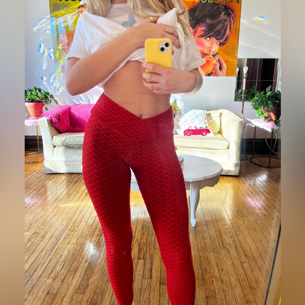 Red leggings
